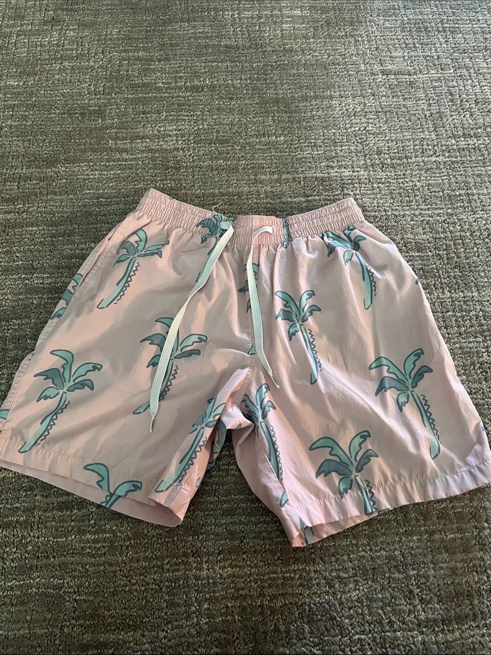 chubbies Pink Swim Shorts with Teal Palm Print